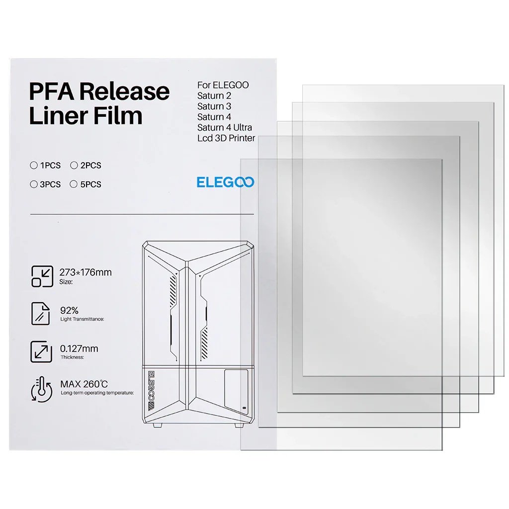 ELEGOO PFA Release Liner Film for Saturn 2, Saturn3, Saturn 4. 5 Pieces